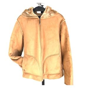 Aeros ladies M hooded cognac faux fur lined jacket